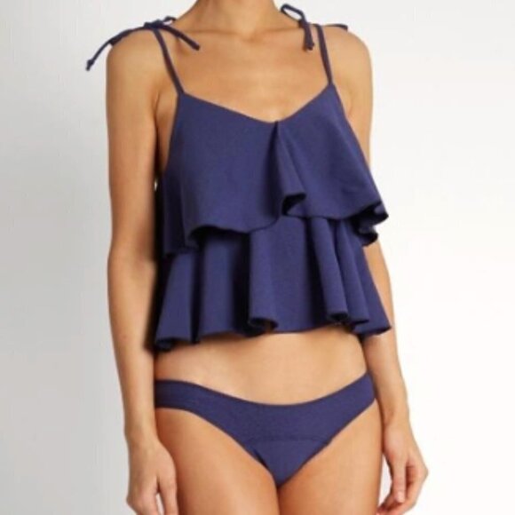 Lisa Marie Fernandez Imaan Ruffled Stretch Crepe Bikini Yellow - Picture 1 of 11